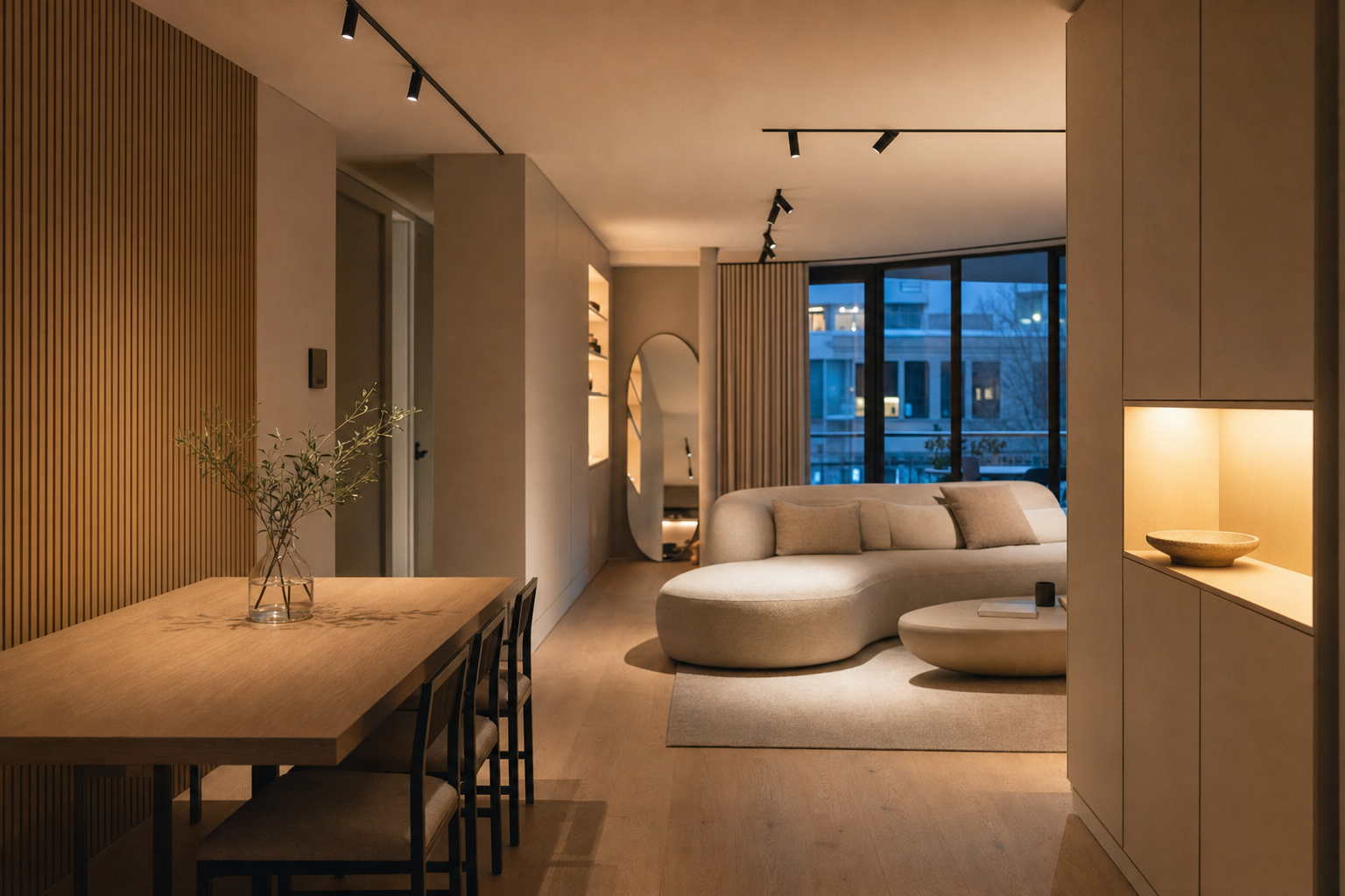 Interieur met organische en strakke elementen