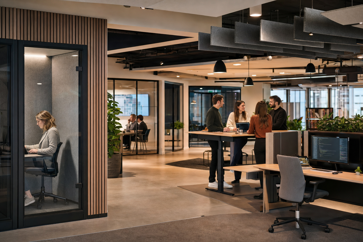 Moderne hybride kantoorinrichting